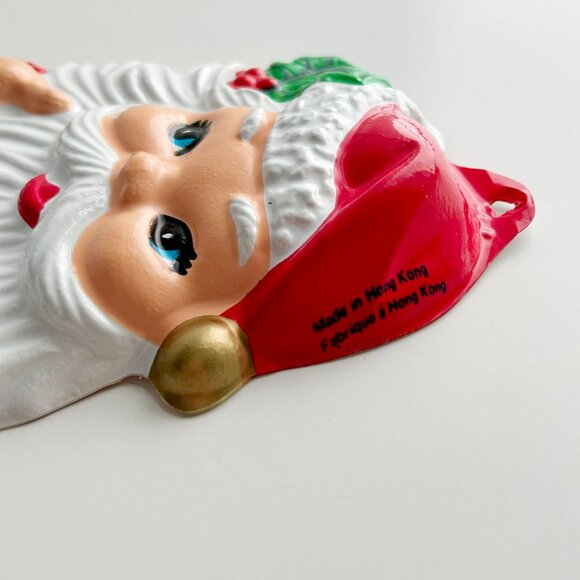 Vintage Santa Face Plastic Blow Mold Wall Hang - Picture 3 of 6